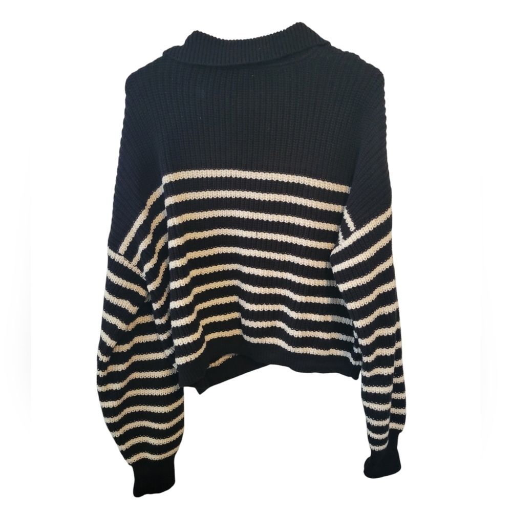 Madewell Ribbed Polo Cardigan Sweater in True Black Size XL - Picture 3 of 7